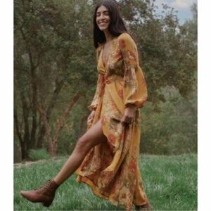 Christy Dawn Floral Mustard Wrap Dress